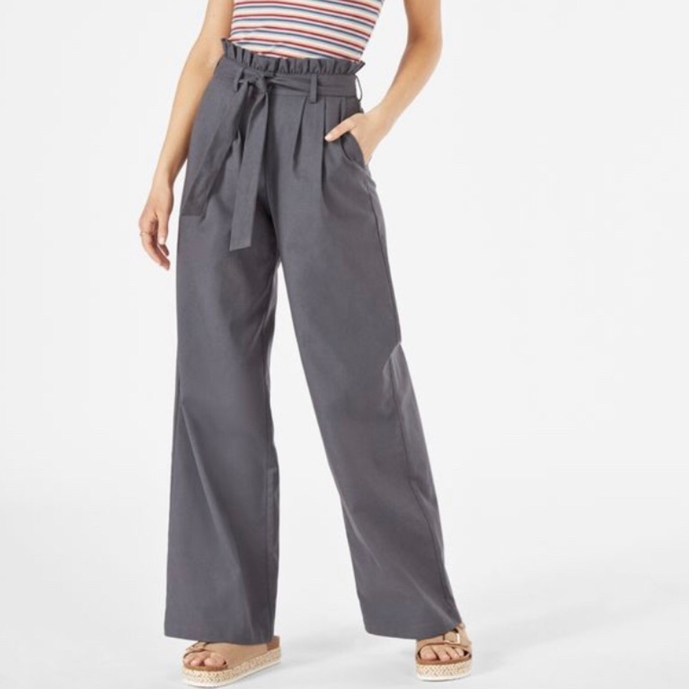 Paperbag Linen Wide Leg Trousers